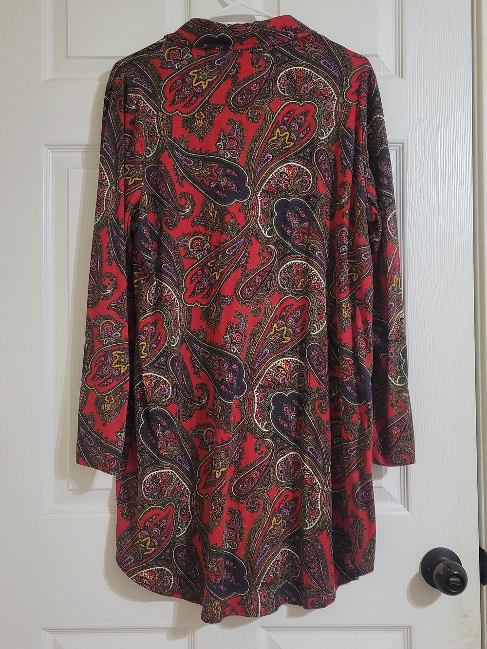 Ralph Lauren Red Paisley Night Shirt Dress - Picture 2 of 5
